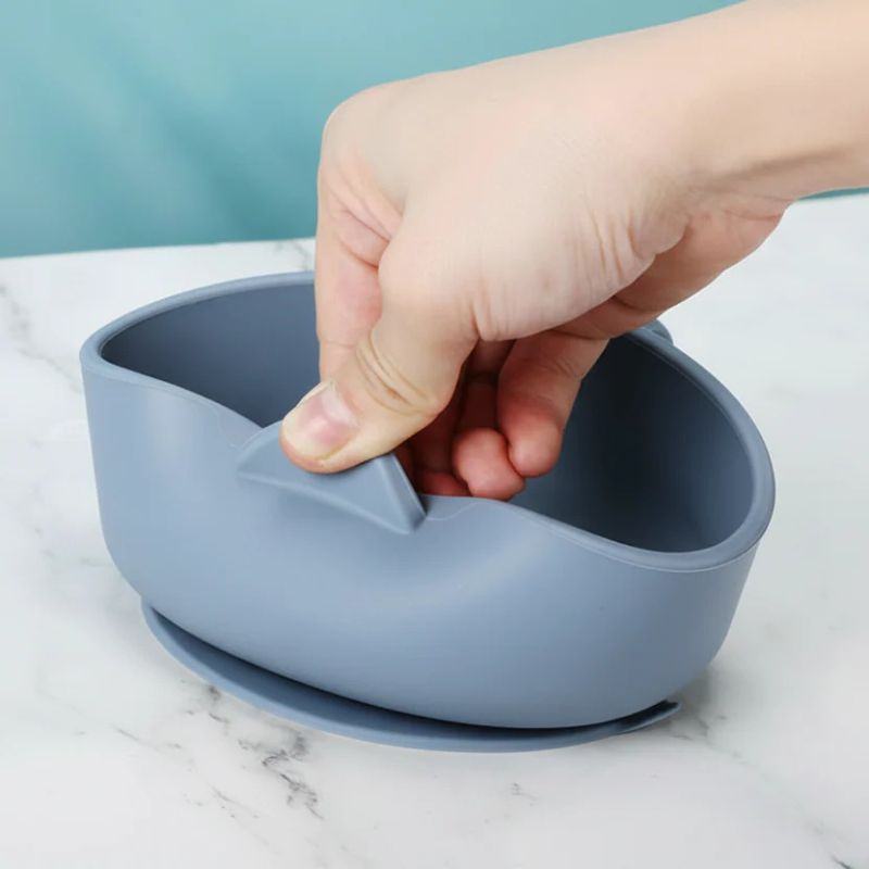 Montesso Mates kids stainless steel bowl with lid - Blue Fog.
