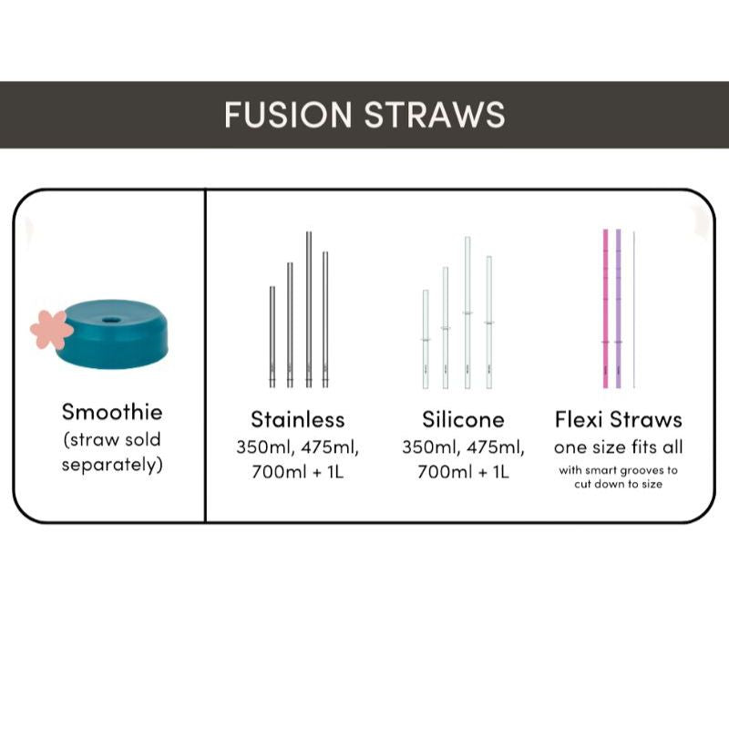 MontiiCo Fusion Range - Smoothie straws - stainless steel and silicone straws.