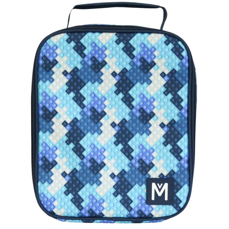 MontiiCo large Insulated lunch cooler bag in Block Land design.