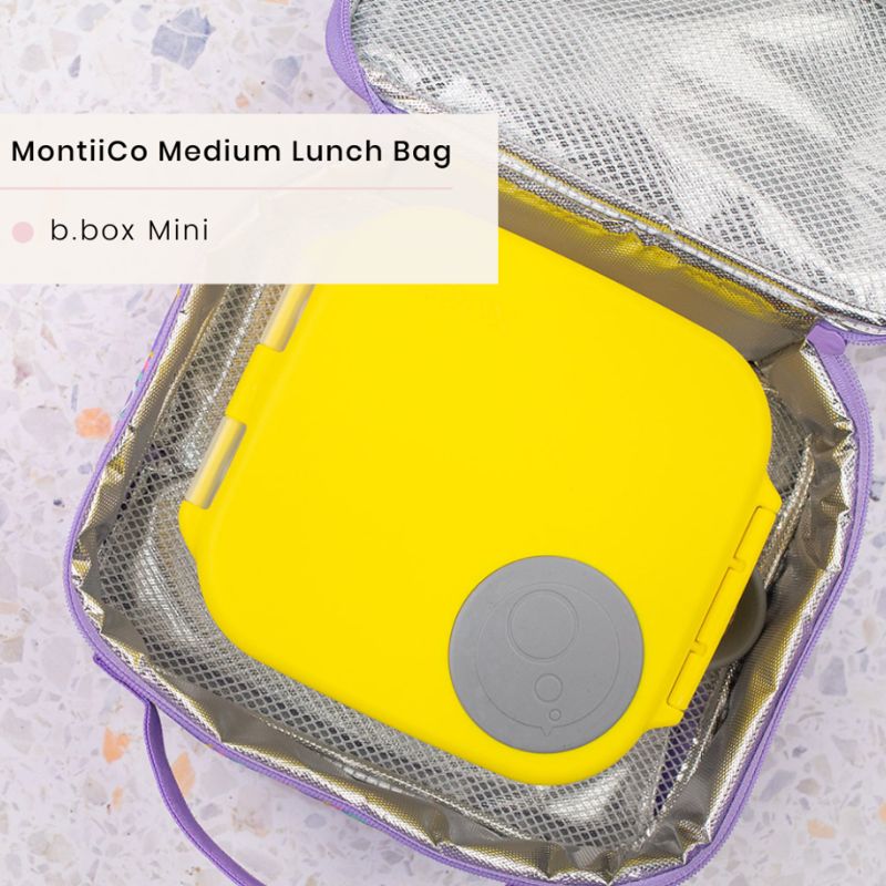 MontiiCo medium insulated lunch bag - with a 1L b.box lunch box inside.