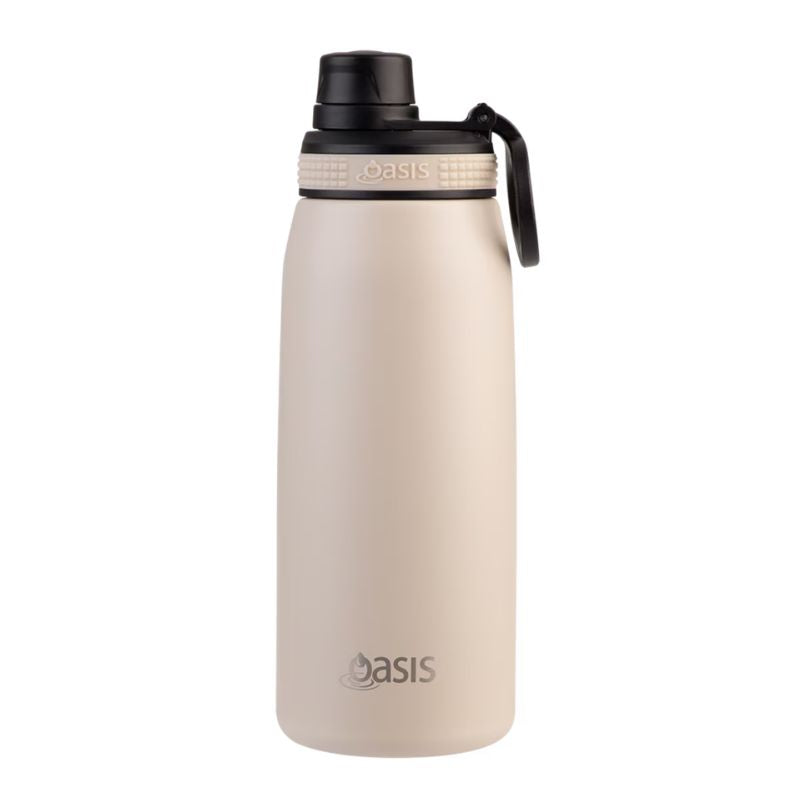 Oasis 780ml sports bottle double walled insulated stainless steel bottle with screw cap lid - Oat.