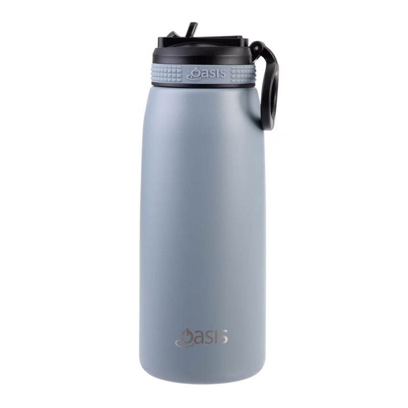 780ml Oasis sports bottle with sipper lid - double walled stainless steel bottle - Hazy Blue.