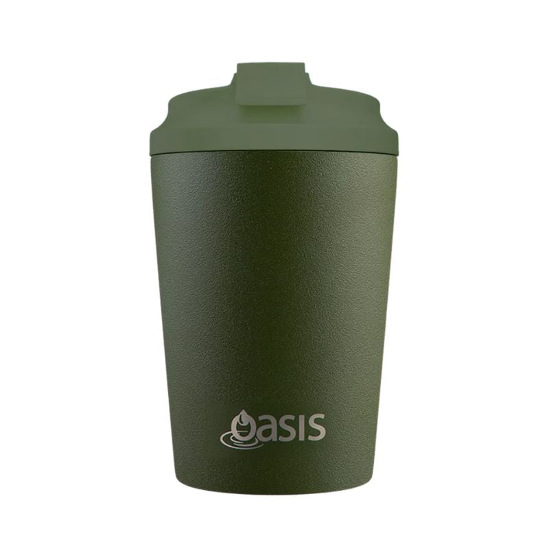 Oasis ceramic lined stainless steel double wall insulated coffee cup- 360ml - Forest Green.