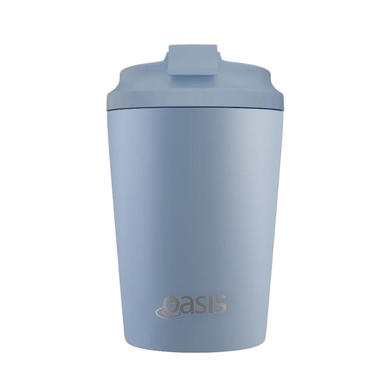 Oasis ceramic lined stainless steel double wall insulated coffee cup- 360ml - Hazy Blue.
