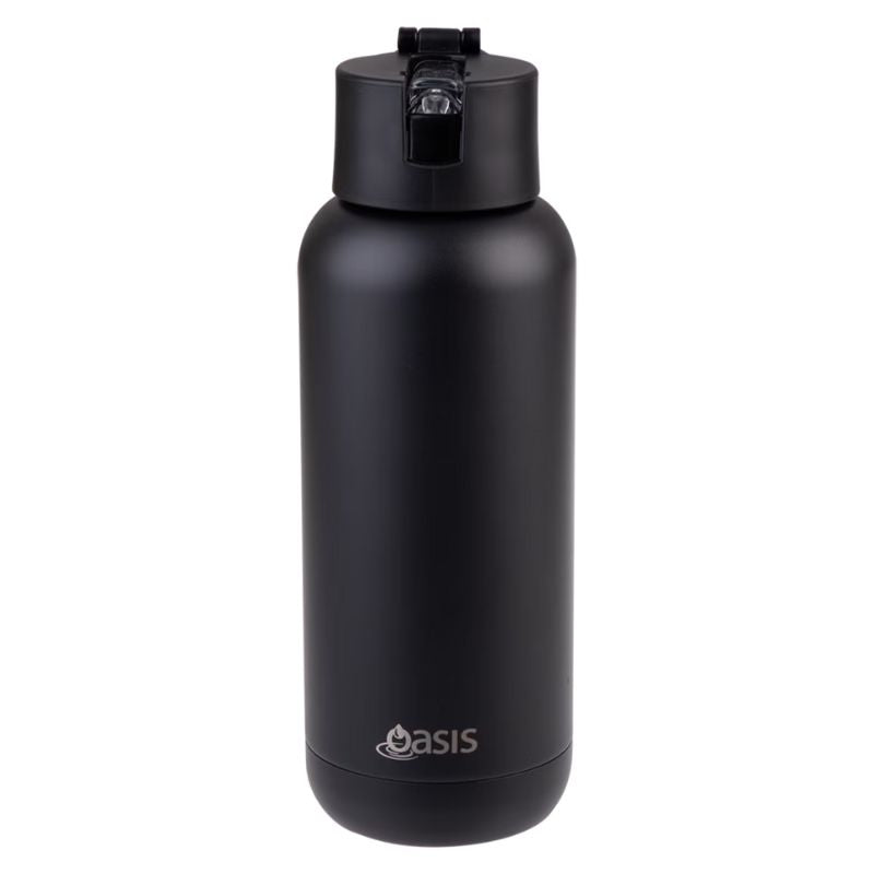 Oasis Mag-Grip Ceramic Lined stainless steel triple wall insulated Moda drink bottle - 1L - Black.
