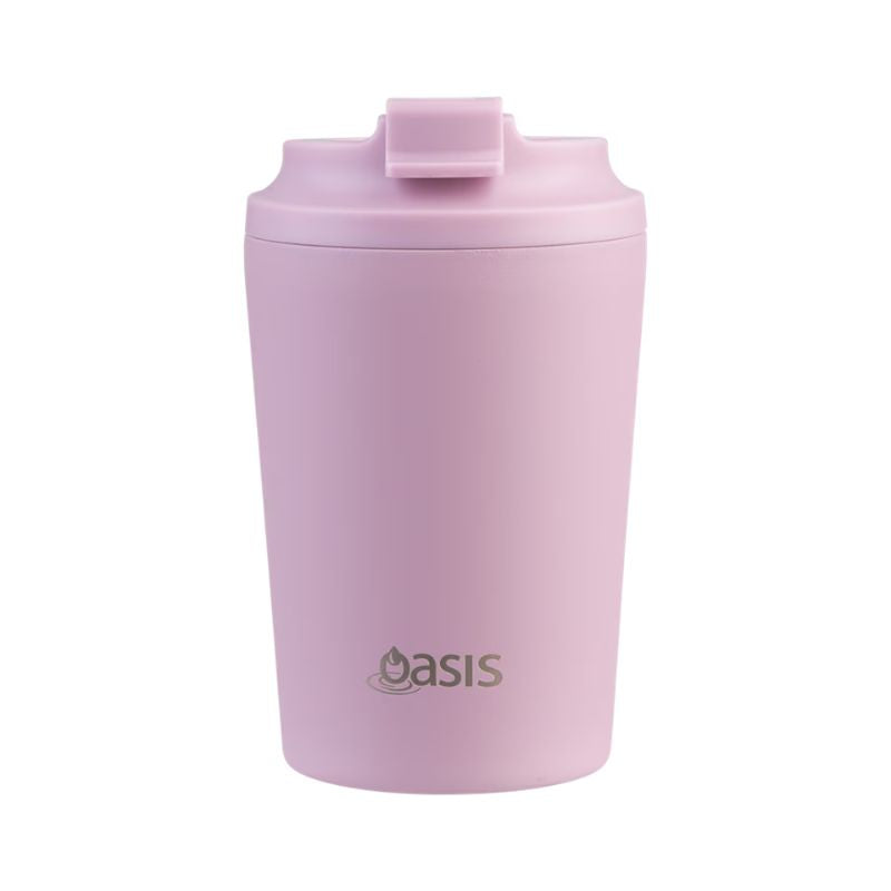 Oasis ceramic lined stainless steel double wall insulated coffee cup - 235ml - Blush.