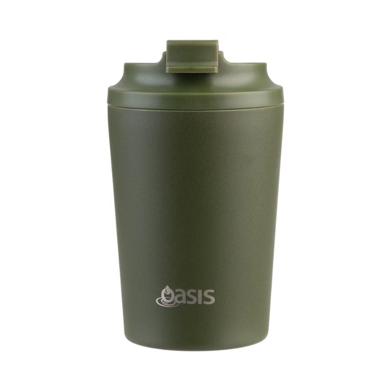 Oasis ceramic lined stainless steel double wall insulated coffee cup - 235ml - Forest Green.