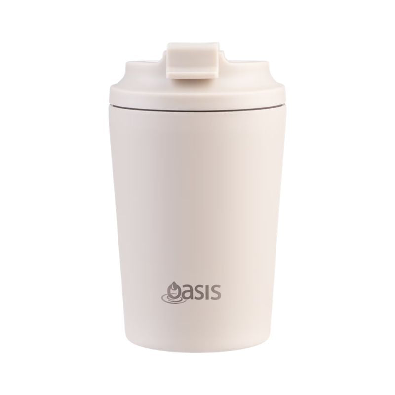 Oasis ceramic lined stainless steel double wall insulated coffee cup - 235ml - Oat.