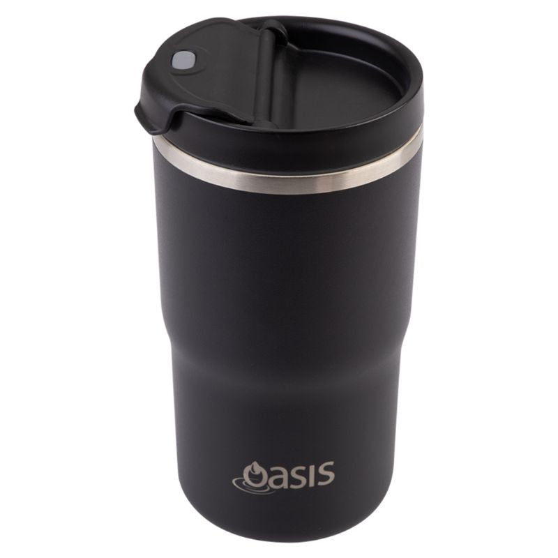 Oasis ceramic lined stainless steel double wall insulated travel mug 480ml - Black.