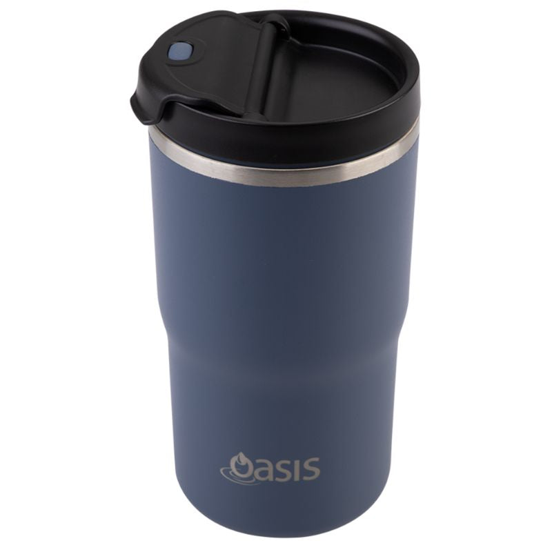 Oasis ceramic lined stainless steel double wall insulated travel mug 480ml - Indigo.