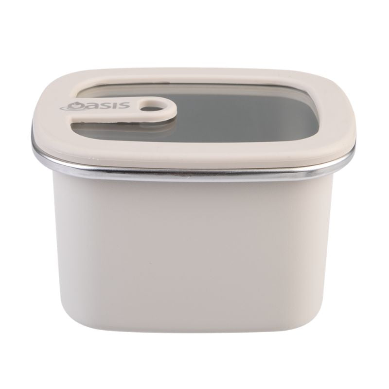 Oasis microwave safe rectangular stainless steel container 500ml - Oat.