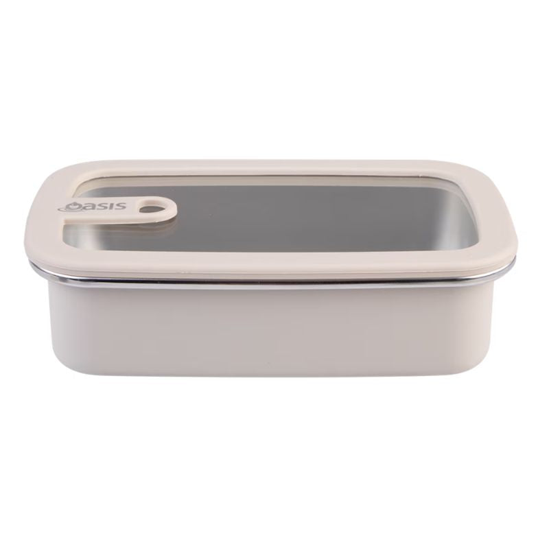 Oasis microwave safe rectangular stainless steel container - 700ml - Oat.