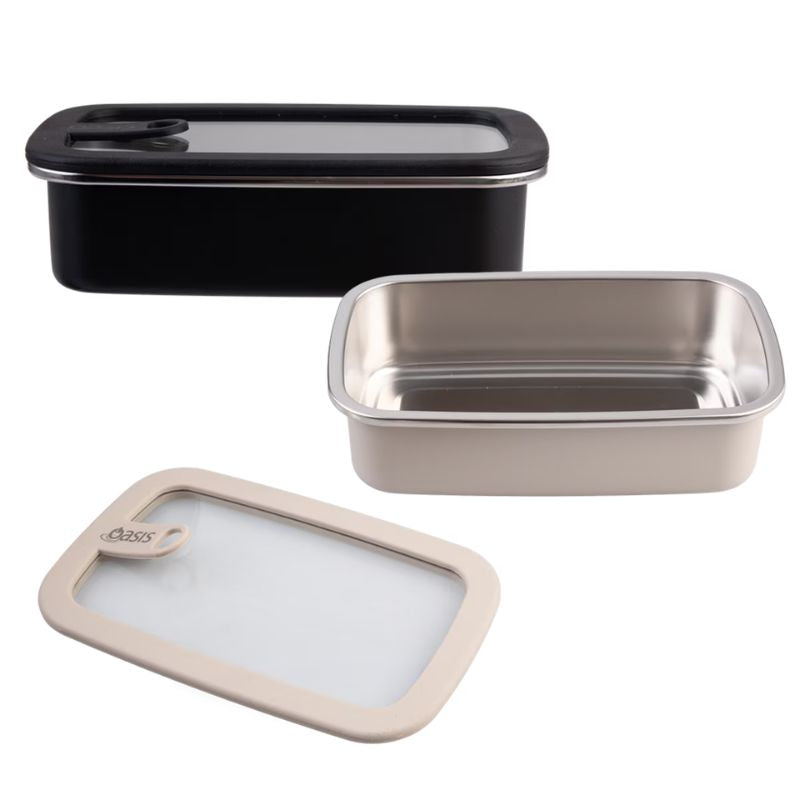 Oasis microwave safe rectangular stainless steel container - 700ml - mixed photo.