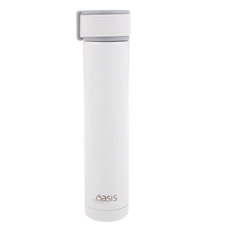 250ml Oasis Skinni Mini double walled insulated stainless steel drink bottle - White.