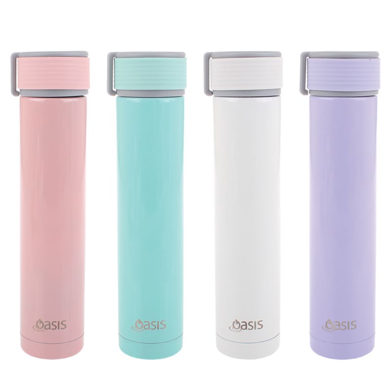 250ml Oasis Skinni Mini double walled insulated stainless steel drink bottle - mix of pastel colours.