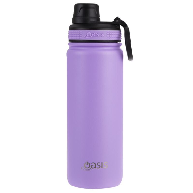 Oasis stainless steel double wall insulated Challenger sports bottle with screw cap - 550ml - Lavender.