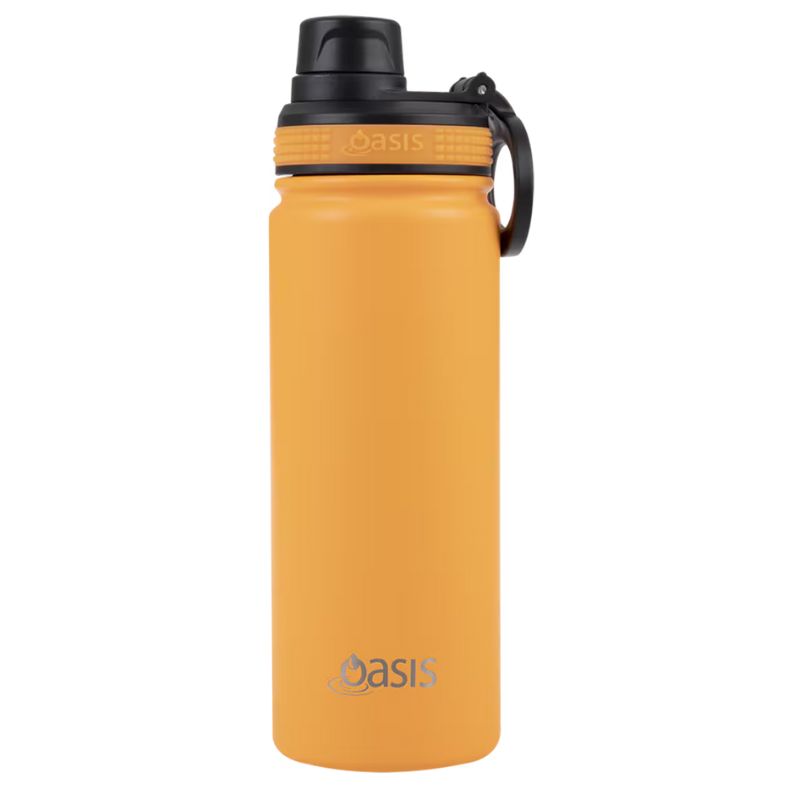 Oasis stainless steel double wall insulated Challenger sports bottle with screw cap - 550ml - Neon Orange.