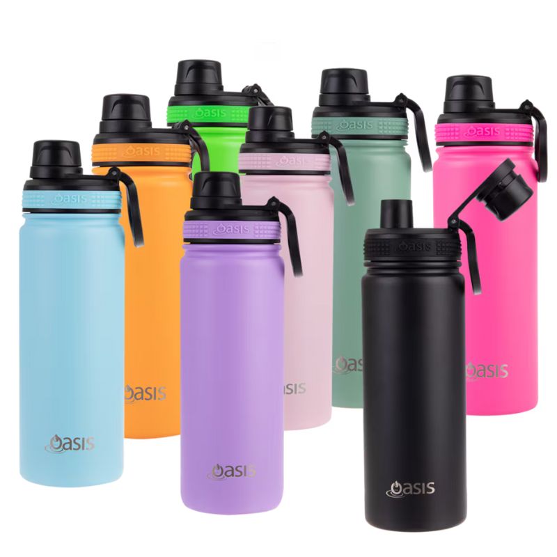 Oasis stainless steel double wall insulated Challenger sports bottle with screw cap - 550ml - mixed photo.