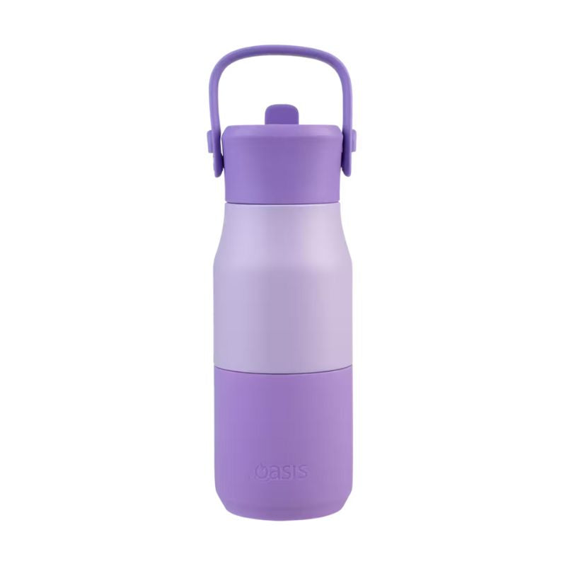 Oasis stainless steel double wall insulated JNR drink bottle with sipper 400ml - Lilac. 