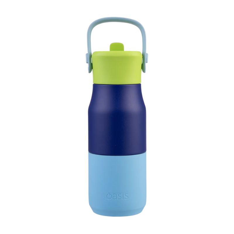 Oasis stainless steel double wall insulated JNR drink bottle with sipper 400ml - Peacock Blue.