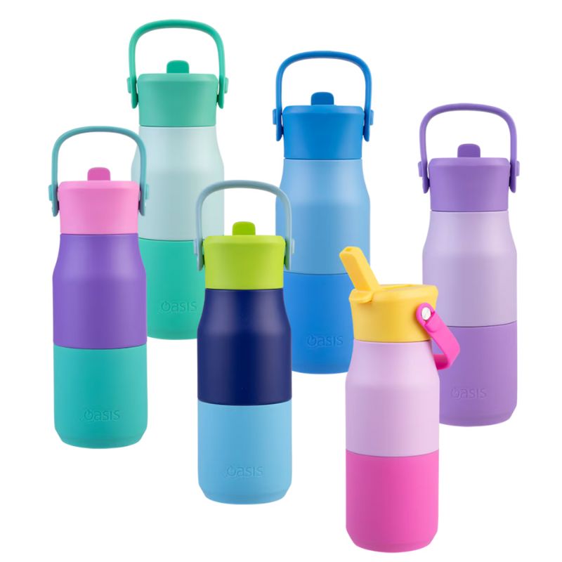 Oasis stainless steel double wall insulated JNR drink bottle with sipper 400ml - mixed photo.