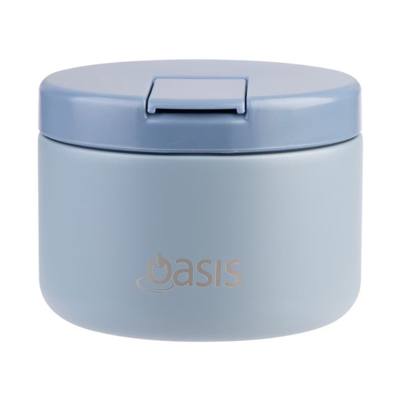 Oasis Stainless Steel Double wall Insulated Food Flask with quick release lid - 300ml - Hazy Blue.