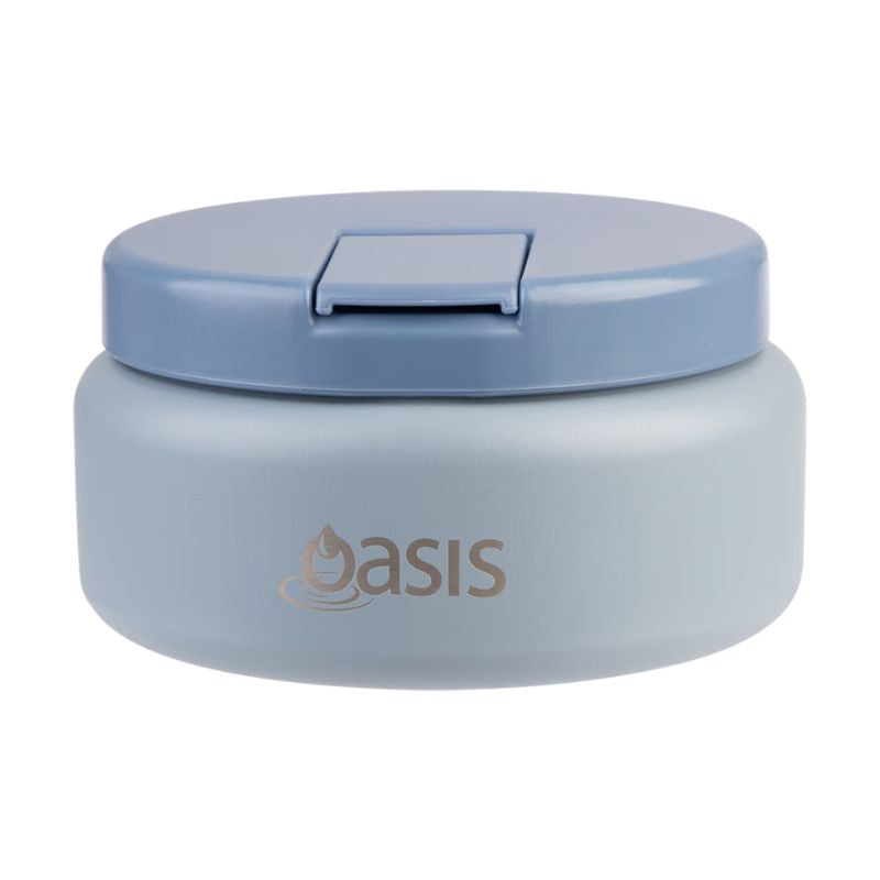 Oasis stainless steel double wall insulated food flask with quick release lid - 230ml - Hazy Blue.