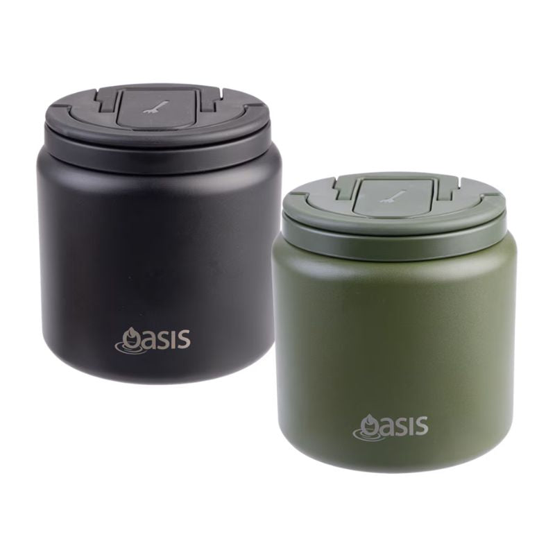 Oasis stainless steel double wall insulated food flask with quick release lid and spork 700ml - mix photo.