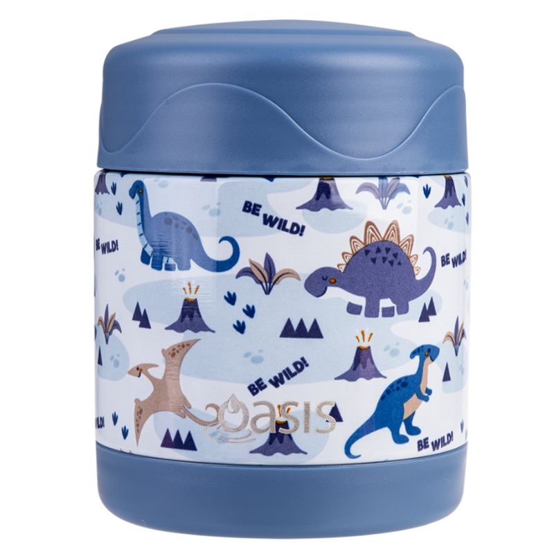 Oasis stainless steel double wall insulated food kids flask - 300ml - Dinosaur Land.