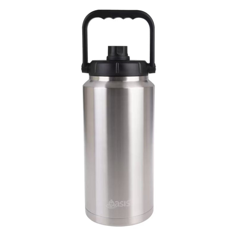 Oasis stainless steel double wall insulated jug with carry handle - 3.8L - Silver. 