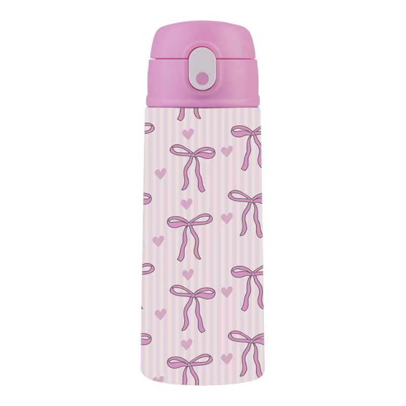 Oasis stainless steel double wall insulated kid's drink bottle with sipper 550ml - Bows and Hearts.