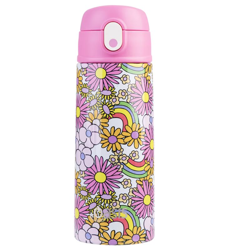 Oasis stainless steel double wall insulated kid's drink bottle with sipper 550ml - Flower Power design. 