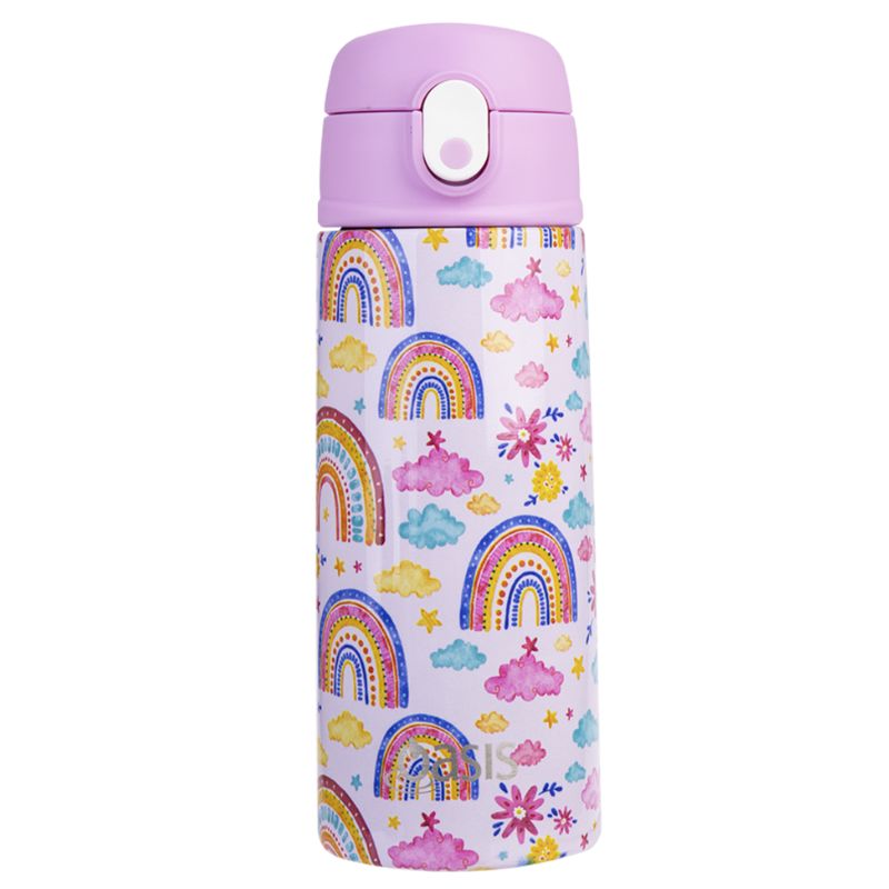 Oasis stainless steel double wall insulated kid's drink bottle with sipper 550ml - Rainbow Sky.