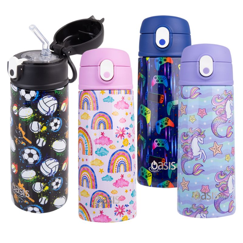 Oasis stainless steel double wall insulated kid's drink bottle with sipper 550ml - mixed photo. 