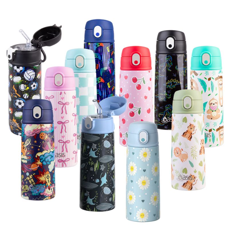 Oasis stainless steel double wall insulated kid's drink bottle with sipper 550ml - new mixed photo.