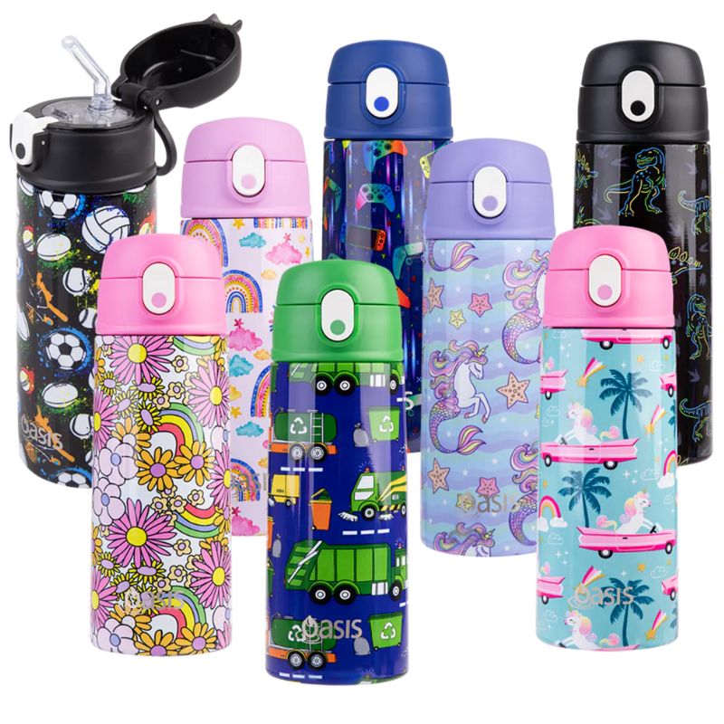 Oasis stainless steel double wall insulated kid's drink bottle with sipper 550ml - new mixed photo.