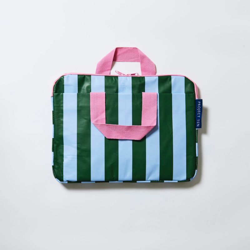Project Ten Laptop case - Green Blue Stripe.