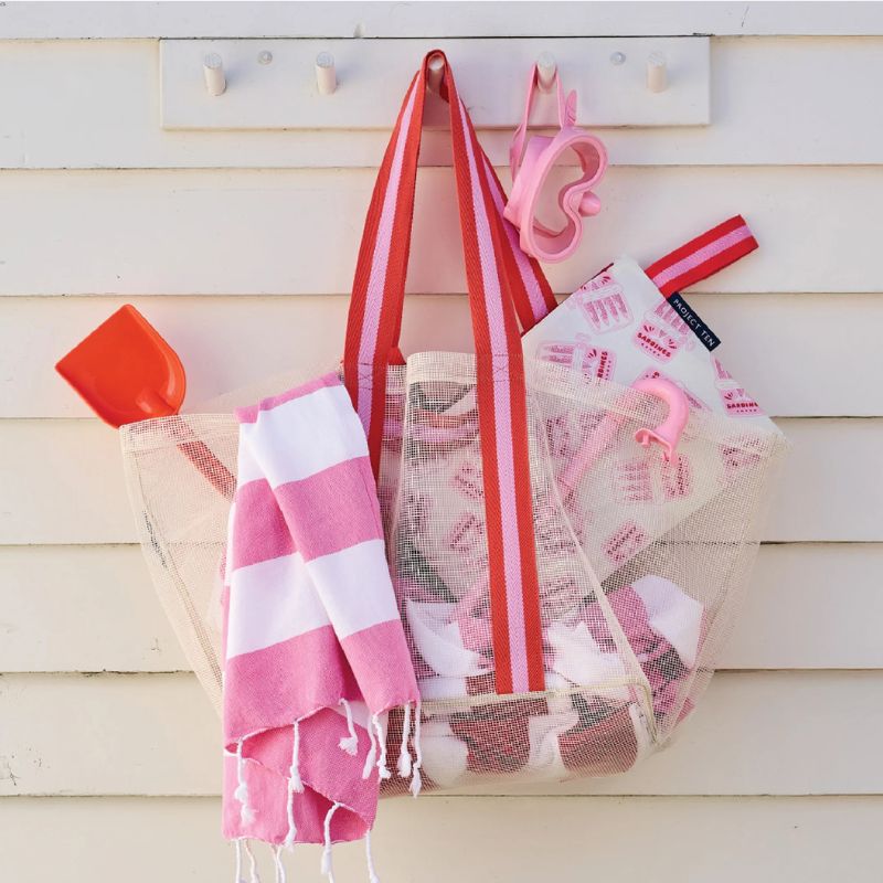 Project Ten Mesh oversized tote - filled and ready for the beach.