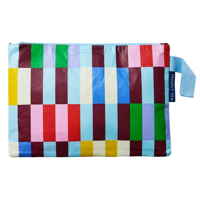 Project Ten large zip pouch - Multi Stripe.