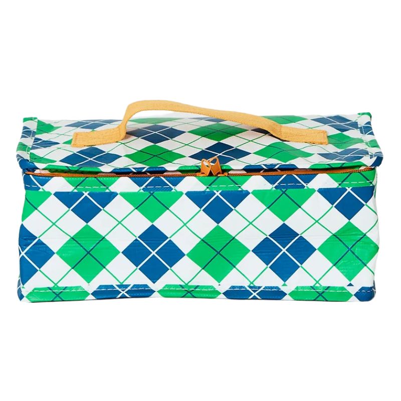 Project Ten Takeaway bag - insulated lunch bag in Argyle design.