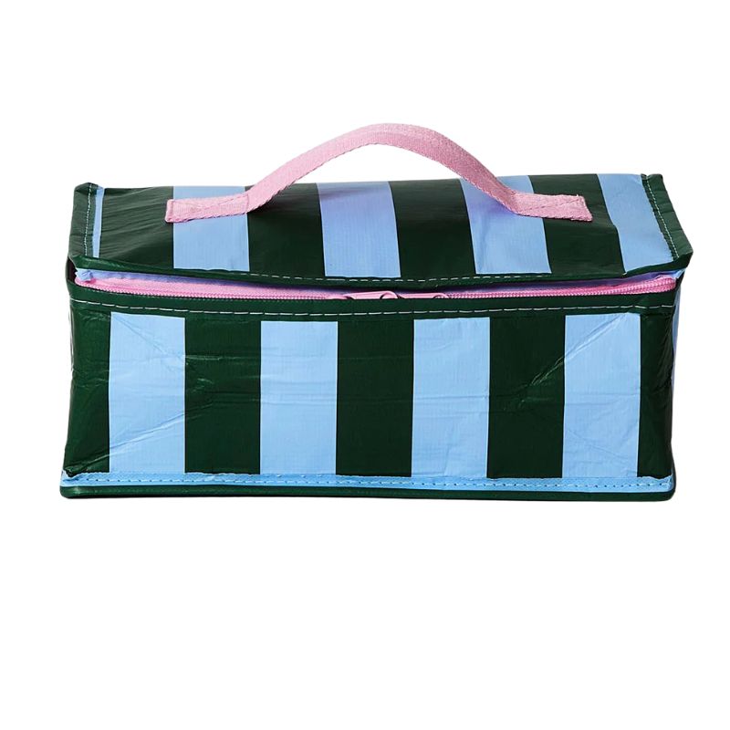 Project Ten Takeaway bag - insulated lunch bag in Green Blue Stripe design.