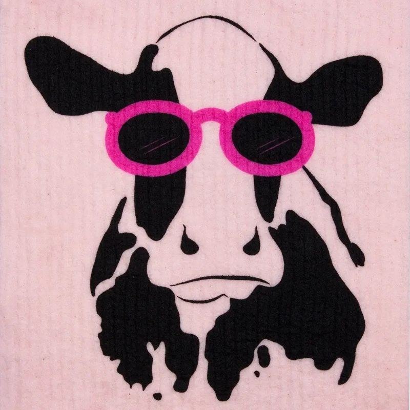 Retro Kitchen - Swedish reusable kitchen dish sponge cloth in Cow design.