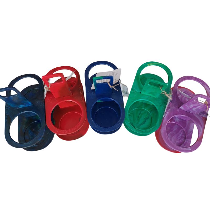 Reusable Takeaway coffee cup tray carrier holder made from recycled plastic lids - 2 cups - mix of new colours. 