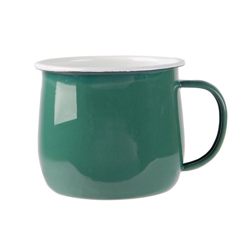 Rinkit 375ml coloured enamel belly mug - green.