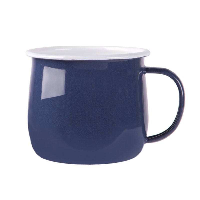 Rinkit 375ml coloured enamel belly mug - navy.