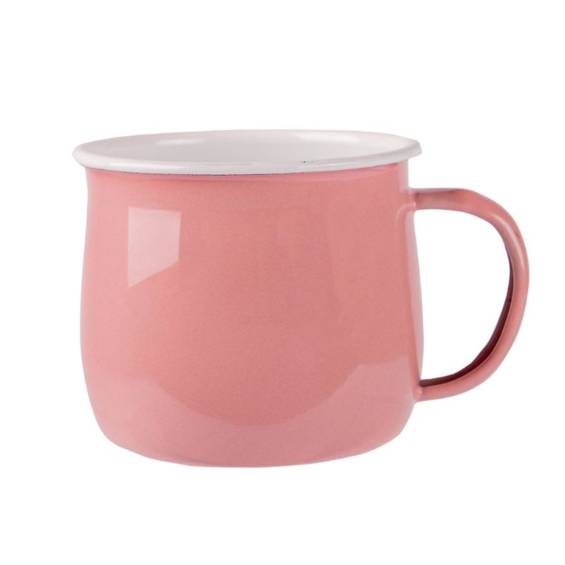 Rinkit 375ml coloured enamel belly mug - pink.