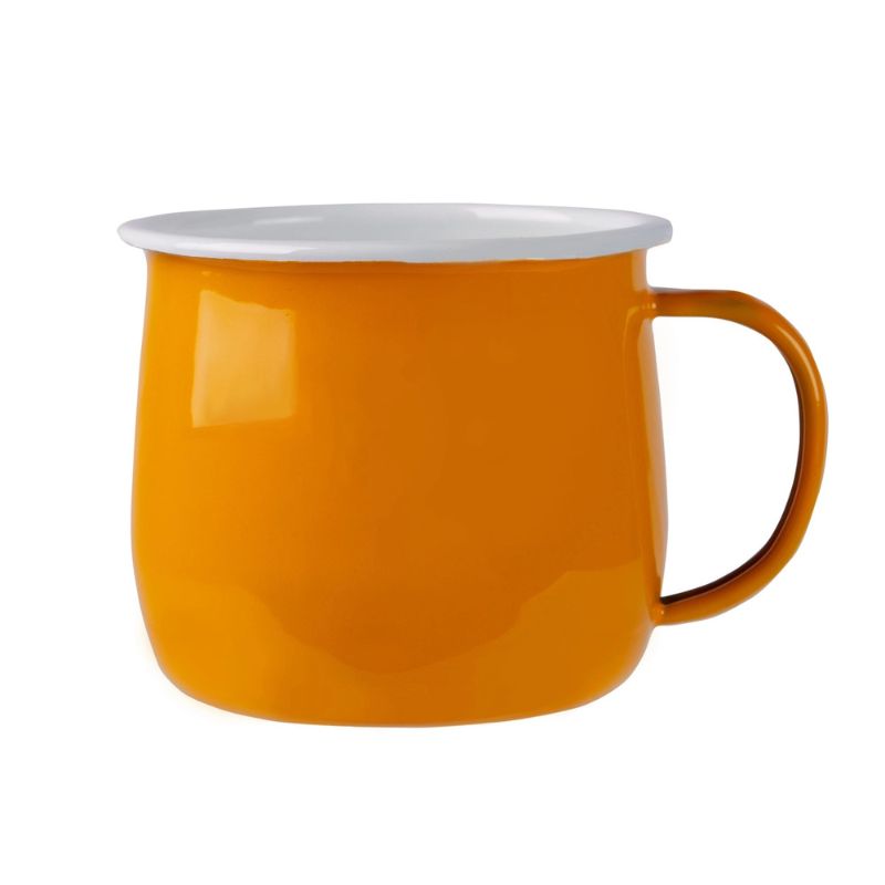 Rinkit 375ml coloured enamel belly mug - yellow.