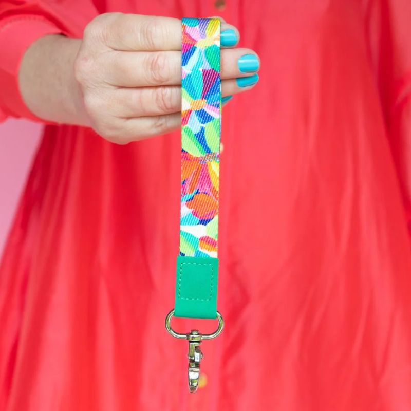 Ruby Olive - RO x Lordy Dordie - wrist lanyard - Petal Party in green. 