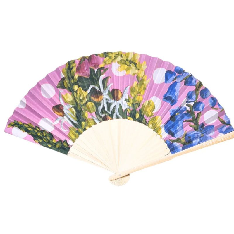 Ruby Olive RO x Kate Quinn - handheld foldable fan - Here Comes the Sun. 