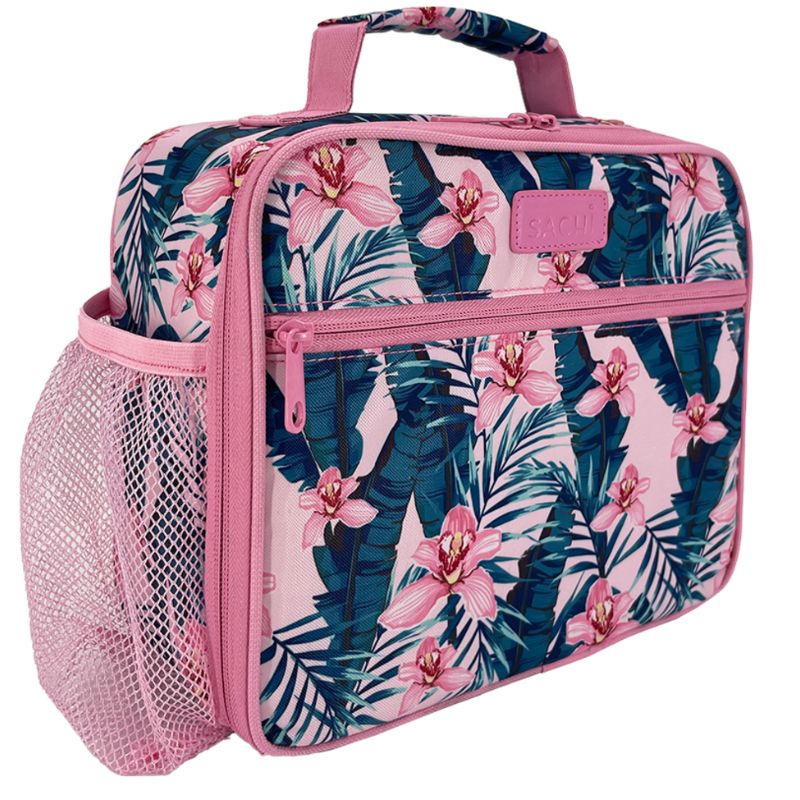 Sachi Style 321 insulated crew lunch bag with bottle holder - Pink Orchids.